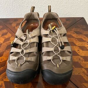 Tan and Black Outdoor Sandals with Durable Sole